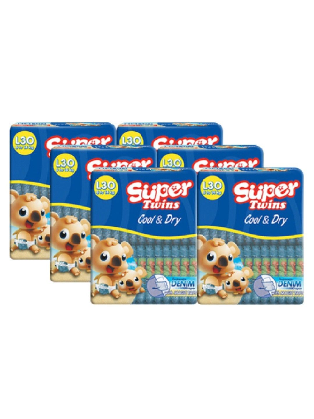 Super Twins Baby Diaper Big Pack Promo Large 6 packs x 30pcs (180s